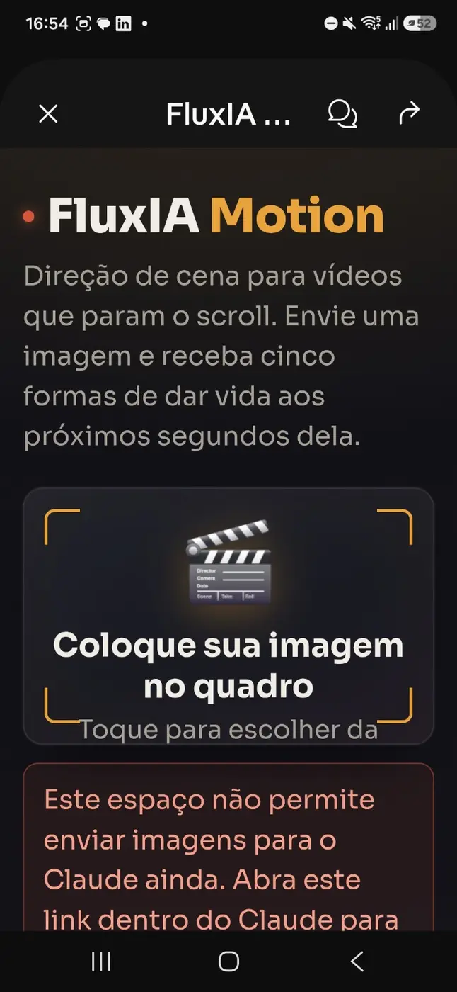 FluxIA Motion · interface do protótipo